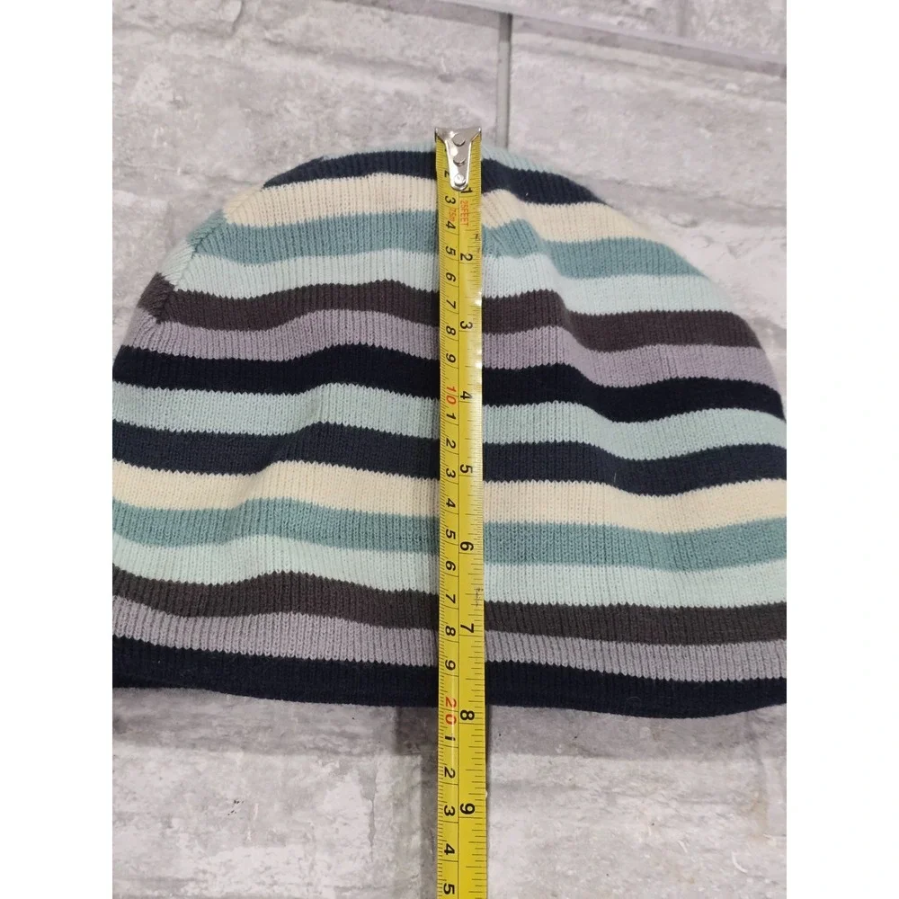 Carhartt Beanie Hat Youth One Size Fits All Blue Striped Fleece Lined‎ Acrylic